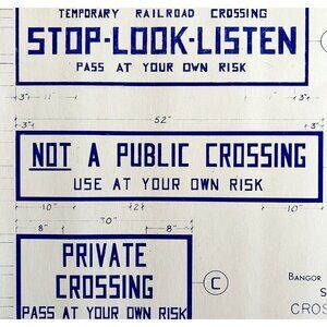1966 Railroad Bangor Aroostook Crossing Sign Types Blueprint K7 Trains DWDD12